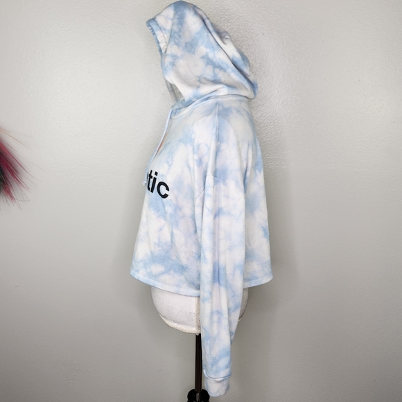 Mighty Fine Blue Cloud Authentic Cropped Fleece Hoodie Size Large - Picture 9 of 11